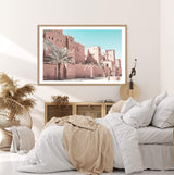 Moroccan Palace-The Paper Tree-Art_Prints,Artwork,blue,boho,burnt orange,desert,DESERT PALACE,Designer,horizon,landscape,moroccan,morocco,orange,PALACE,pastel,pink,premium art print,tan,wall art,Wall_Art,Wall_Art_Prints