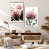 Australian Native Waratah Flower II-The Paper Tree-australia,australian,australian native,australiana,Floral,flower,flowers,green,muted tone,native,portrait,premium art print,red,wall art,Wall_Art,Wall_Art_Prints,waratah,waratah flower