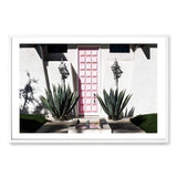 Palm Springs Pink Door-The Paper Tree-architecture,building,cactus,california,home,house,mid centrury,palm,palm springs,palm tree,pink,pink door,premium art print,property,retro,slim aarons,succulent,vintage,wall art,Wall_Art,Wall_Art_Prints,white