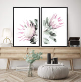 Set of 2 - Pink Protea & No.2-The Paper Tree-Artwork,Floral,floral print,flower,flower print,flower print sets,flowers,pastel,pastel pink,peonies flower,pink,pink flower,pink protea,pink protea flower,portrait,premium art print,protea,protea artwork,protea flower,protea flowers,protea print,wall art,Wall_Art,Wall_Art_Prints,wild flower,wild flowers