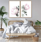 Set of 2 - Pink Protea & No.2-The Paper Tree-Artwork,Floral,floral print,flower,flower print,flower print sets,flowers,pastel,pastel pink,peonies flower,pink,pink flower,pink protea,pink protea flower,portrait,premium art print,protea,protea artwork,protea flower,protea flowers,protea print,wall art,Wall_Art,Wall_Art_Prints,wild flower,wild flowers