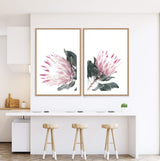 Set of 2 - Dusty Pink Protea & No.2-The Paper Tree-Artwork,dusty pink,Floral,floral print,flower,flower print,flower print sets,flowers,gift,pastel pink,pink,pink flower,pink protea,pink protea flower,portrait,premium art print,protea,protea flower,protea flowers,protea print,wall art,Wall_Art,Wall_Art_Prints,wild flower,wild flowers