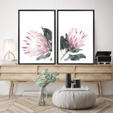 Set of 2 - Dusty Pink Protea & No.2-The Paper Tree-Artwork,dusty pink,Floral,floral print,flower,flower print,flower print sets,flowers,gift,pastel pink,pink,pink flower,pink protea,pink protea flower,portrait,premium art print,protea,protea flower,protea flowers,protea print,wall art,Wall_Art,Wall_Art_Prints,wild flower,wild flowers