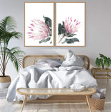 Set of 2 - Dusty Pink Protea & No.2-The Paper Tree-Artwork,dusty pink,Floral,floral print,flower,flower print,flower print sets,flowers,gift,pastel pink,pink,pink flower,pink protea,pink protea flower,portrait,premium art print,protea,protea flower,protea flowers,protea print,wall art,Wall_Art,Wall_Art_Prints,wild flower,wild flowers