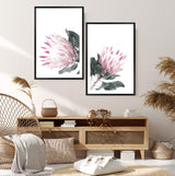 Set of 2 - Dusty Pink Protea & No.2-The Paper Tree-Artwork,dusty pink,Floral,floral print,flower,flower print,flower print sets,flowers,gift,pastel pink,pink,pink flower,pink protea,pink protea flower,portrait,premium art print,protea,protea flower,protea flowers,protea print,wall art,Wall_Art,Wall_Art_Prints,wild flower,wild flowers