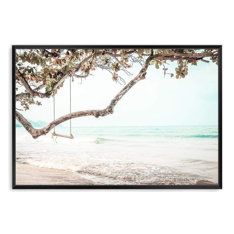 The Beach Side Swing-The Paper Tree-BEACH,boho,botanical,coast,coastal,COASTAL ART,coastline,hamptons,landscape,OCEAN,premium art print,SWING,wall art,Wall_Art,Wall_Art_Prints,WAVES