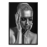 The Woman In Silver-The Paper Tree-black,contemporary,designer,elegant,female,premium art print,silver,statue,wall art,Wall_Art,Wall_Art_Prints,woman