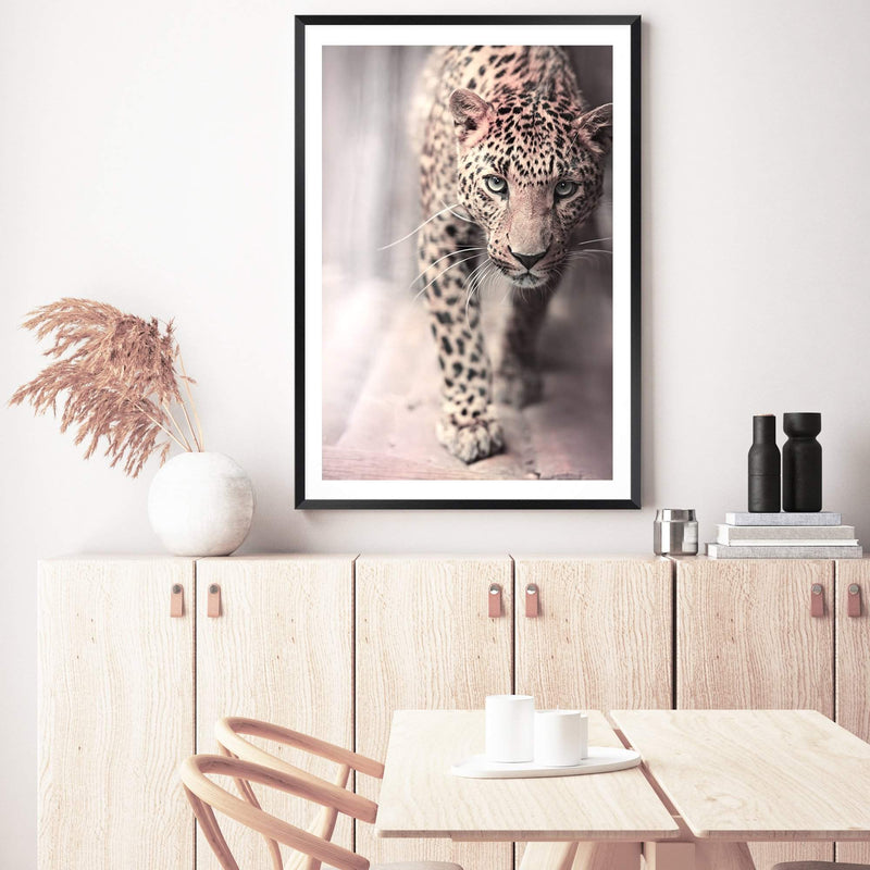 Leopard-The Paper Tree-animal,boho,cat,fashion,jungle,leopard,majestic,nature,neutral,peach,pink,portrait,premium art print,spots,TAN,wall art,Wall_Art,Wall_Art_Prints
