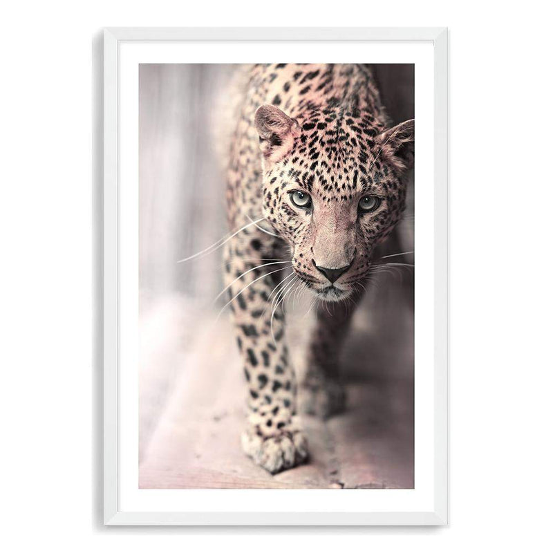 Leopard-The Paper Tree-animal,boho,cat,fashion,jungle,leopard,majestic,nature,neutral,peach,pink,portrait,premium art print,spots,TAN,wall art,Wall_Art,Wall_Art_Prints