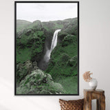 Waterfall On The River Skoga-The Paper Tree-botanical,destination,green,iceland,nature,portrait,premium art print,river,scenery,skoga,travel,wall art,Wall_Art,Wall_Art_Prints,water,waterfall