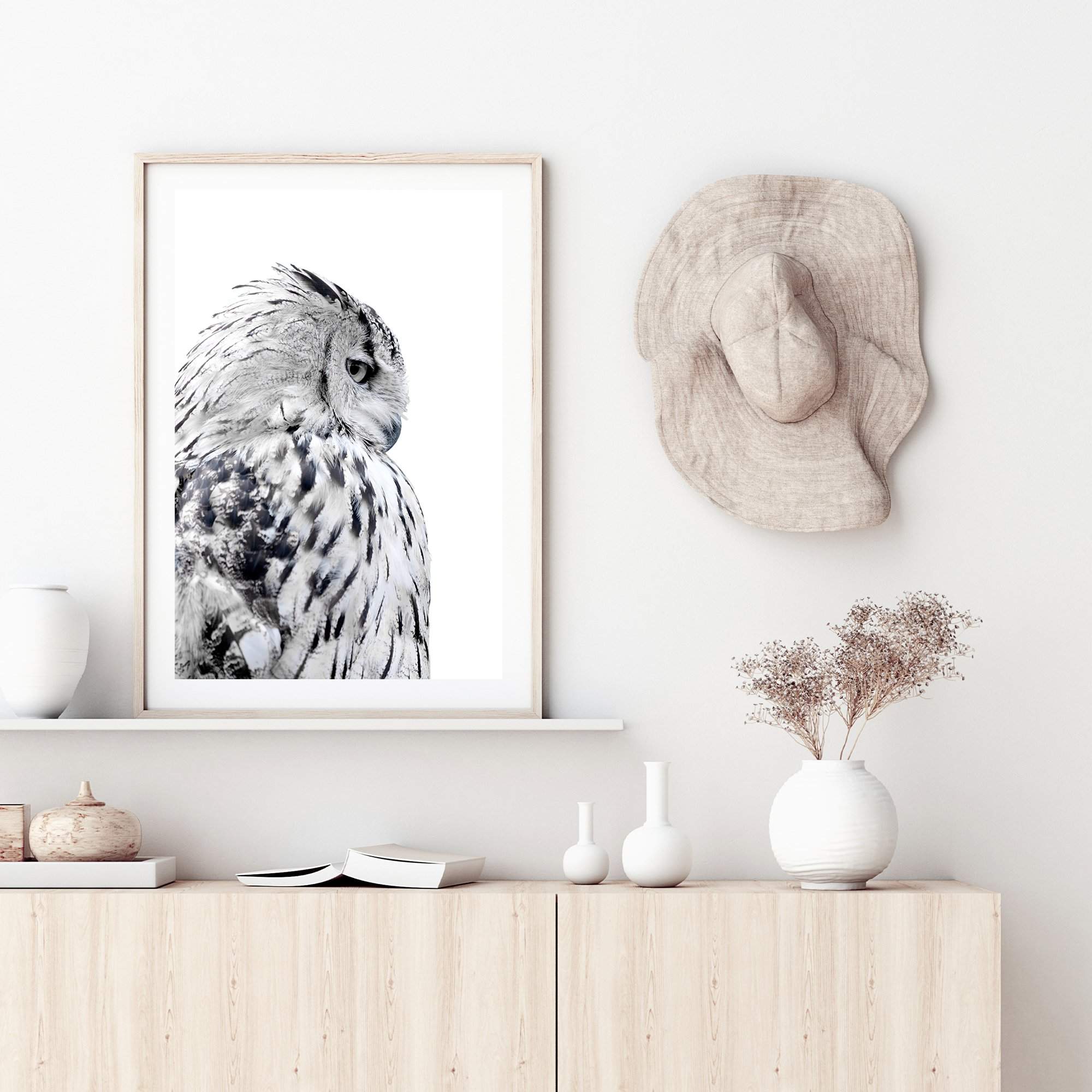 White Owl Art Print, Framed Wall Art & Canvas Print – The Paper Tree