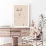 Female Face Line II-The Paper Tree-abstract,boho,continuous line,curves,face,female,female figure,female form,figure,line art,lips,modern,neutral,one line,organic shape,peach,portrait,premium art print,shape,single line,wall art,Wall_Art,Wall_Art_Prints,woman