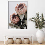 Peach Protea Floral II-The Paper Tree-boho,feminine,floral,flower,flowers,green,muted tone,peach,portrait,premium art print,protea,protea flower,wall art,Wall_Art,Wall_Art_Prints