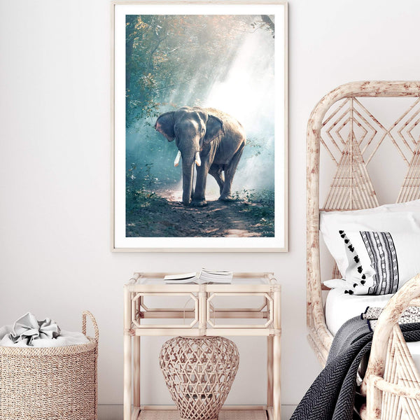 Jungle Elephant-The Paper Tree-animal,asia,elephant,elephants,forest,green,jungle,nature,portrait,premium art print,teal,wall art,Wall_Art,Wall_Art_Prints
