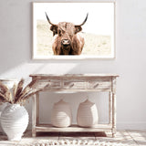 Harvey The Highland Cow-The Paper Tree-animal,bull,cattle,cow,harvey,highland bull,highland cattle,highland cow,landscape,nature,orange,premium art print,TAN,wall art,Wall_Art,Wall_Art_Prints