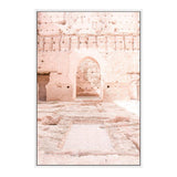 Moroccan Arch Door-The Paper Tree-arch,arches,architecture,boho,moroccan,morocco,orange,pastel,pastel pink,peach,pink,pots,premium art print,tan,temple,wall art,Wall_Art,Wall_Art_Prints