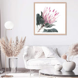 Dusty Pink Protea Square II-The Paper Tree-dusty pink,floral,floral artwork,flower,flowers,green,pink,pink flower,pink protea,portait,premium art print,protea,protea art,protea flower,protea flowers,square,wall art,Wall_Art,Wall_Art_Prints