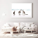 Kangaroos On The Beach-The Paper Tree-animals,Art_Prints,Artwork,australian,Australian animals,australian art,australian landscape,BEACH,boho,coastal,COASTAL ART,Designer,hamptons,kangaroo,kangaroo's,landscape,nature,neutral,premium art print,travel,wall art,Wall_Art,Wall_Art_Prints,white