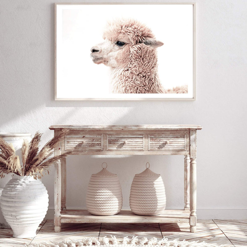 Cream Llama-The Paper Tree-animal,beige,boho,cream,landscape,llama,neutral,premium art print,wall art,Wall_Art,Wall_Art_Prints
