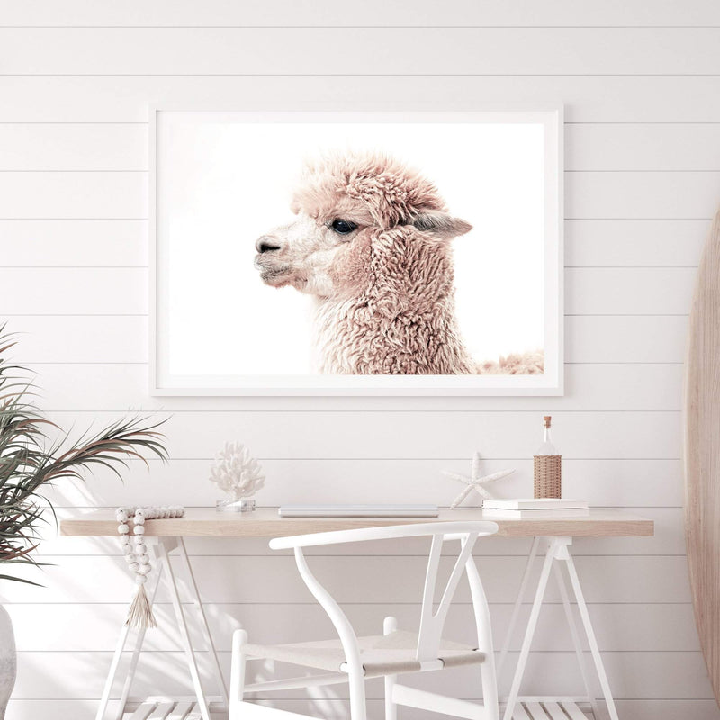 Cream Llama-The Paper Tree-animal,beige,boho,cream,landscape,llama,neutral,premium art print,wall art,Wall_Art,Wall_Art_Prints