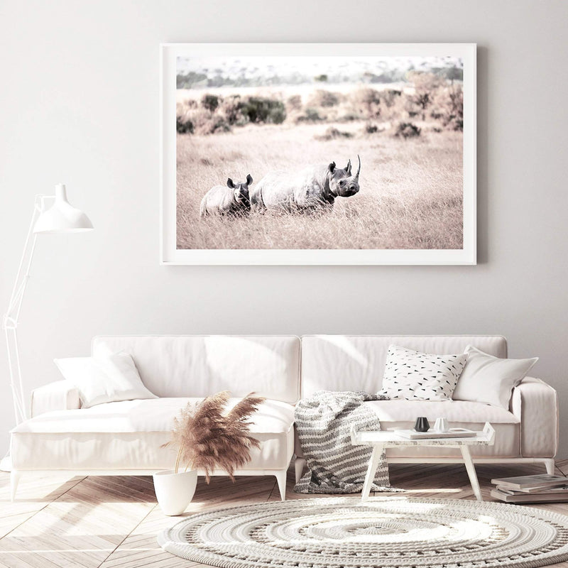 Rhinos-The Paper Tree-Africa,African,Animal,Animals,boho,nature,neutral,premium art print,rhino,wall art,Wall_Art,Wall_Art_Prints