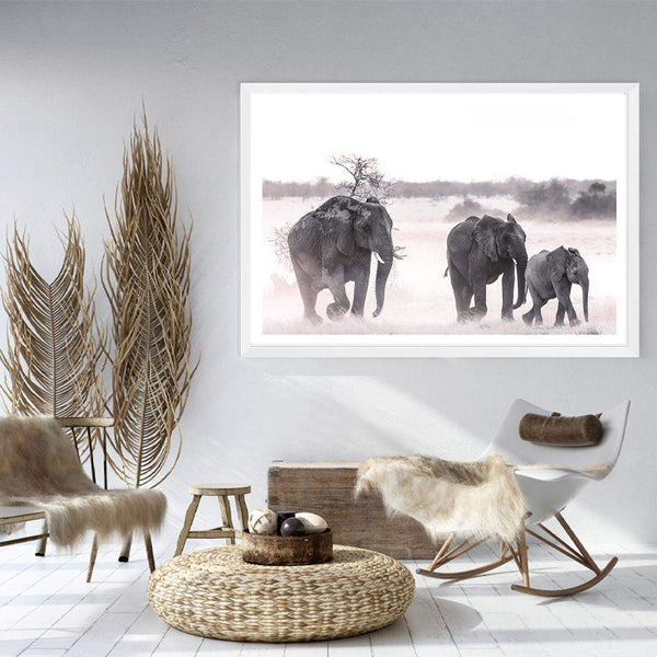 Elephants-The Paper Tree-africa,african,animal,boho,elephant,elephants,herd,landscape,nature,neutral,premium art print,wall art,Wall_Art,Wall_Art_Prints