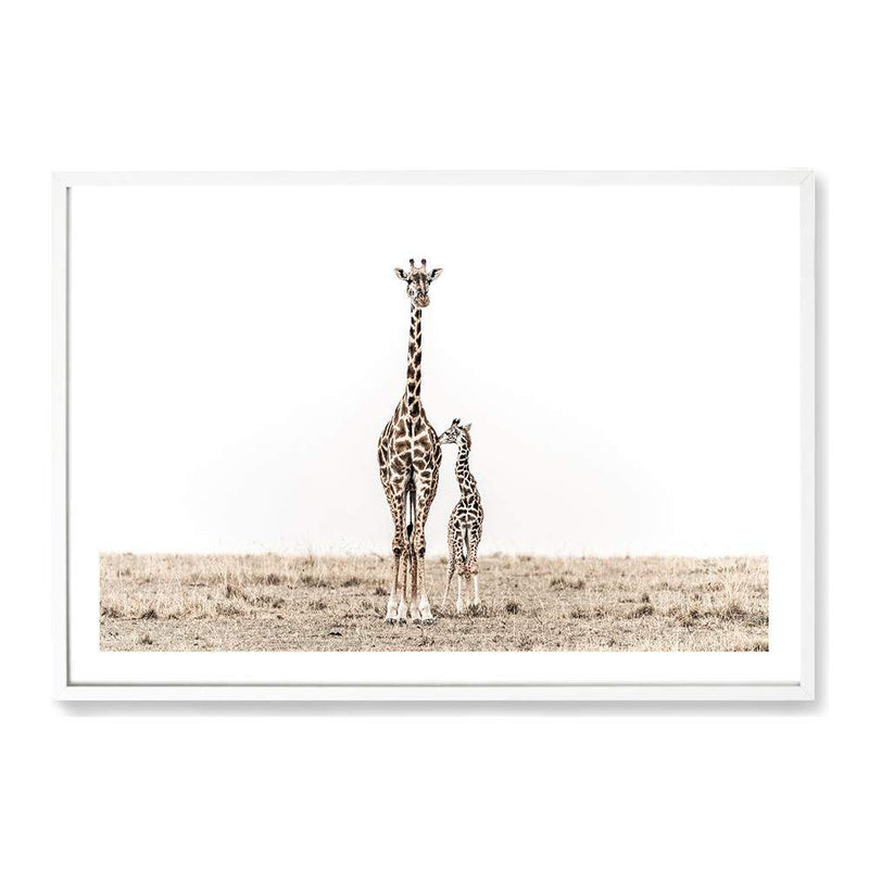 Giraffe Mother & Calf-The Paper Tree-africa,african,animal,baby,boho,calf,giraffe,giraffes,landscape,maternal,mother,nature,neutral,premium art print,wall art,Wall_Art,Wall_Art_Prints