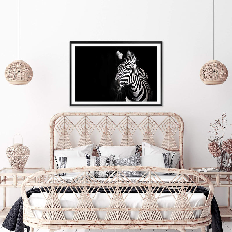 A Zebra's Stipes-The Paper Tree-africa,african,animal,black,black & white,black and white,horse,landscape,minimal,monochrome,premium art print,stripes,wall art,Wall_Art,Wall_Art_Prints,zebra