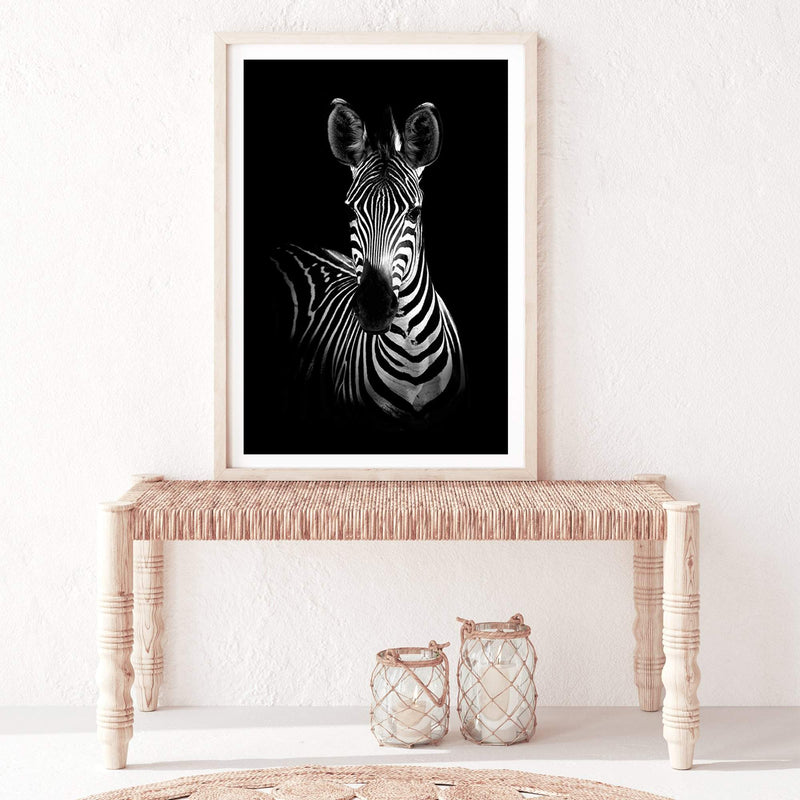 Zebra-The Paper Tree-africa,african,animal,black,black & white,horse,minimalist,monochrome,portrait,premium art print,scandi,wall art,Wall_Art,Wall_Art_Prints,zebra