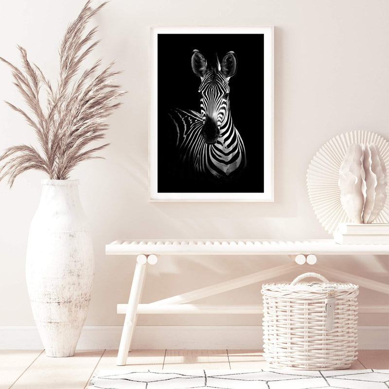 Zebra-The Paper Tree-africa,african,animal,black,black & white,horse,minimalist,monochrome,portrait,premium art print,scandi,wall art,Wall_Art,Wall_Art_Prints,zebra