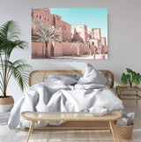 Moroccan Palace-The Paper Tree-Art_Prints,Artwork,blue,boho,burnt orange,desert,DESERT PALACE,Designer,horizon,landscape,moroccan,morocco,orange,PALACE,pastel,pink,premium art print,tan,wall art,Wall_Art,Wall_Art_Prints