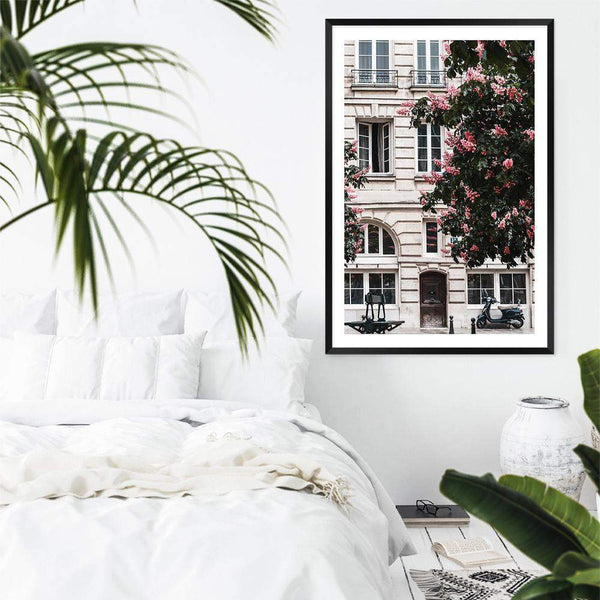 The French Facade-The Paper Tree-architecture,balcony,blossom,building,european,flowers,france,french,neutral,paris,portrait,premium art print,structure,tree,wall art,Wall_Art,Wall_Art_Prints