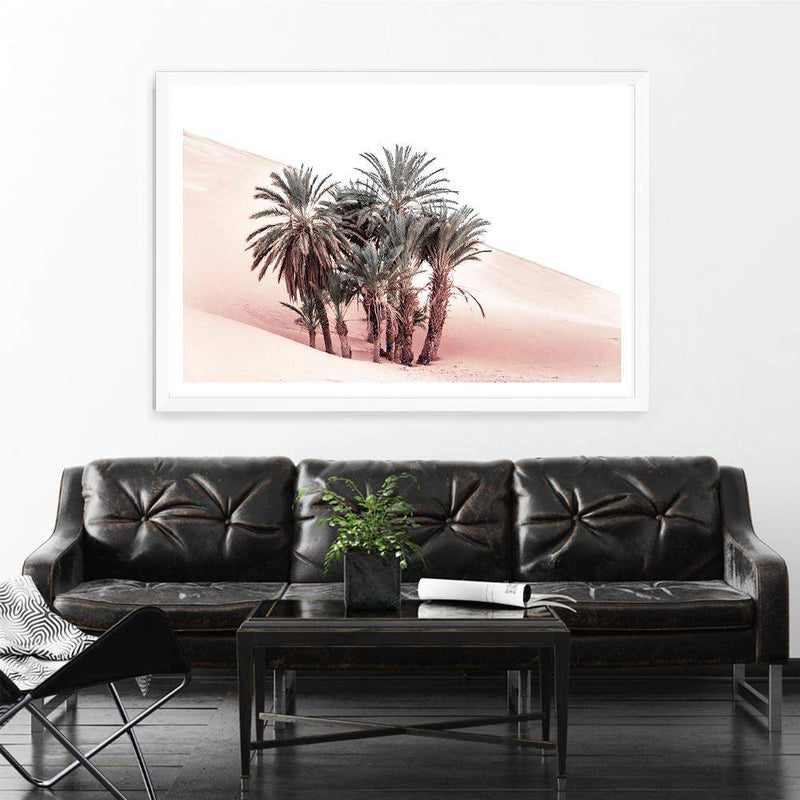 Desert Palms-The Paper Tree-boho,date palm,desert,landscape,moroccan,morocco,nature,orange,palm,palms,pastel,pink,plam trees,premium art print,TAN,wall art,Wall_Art,Wall_Art_Prints