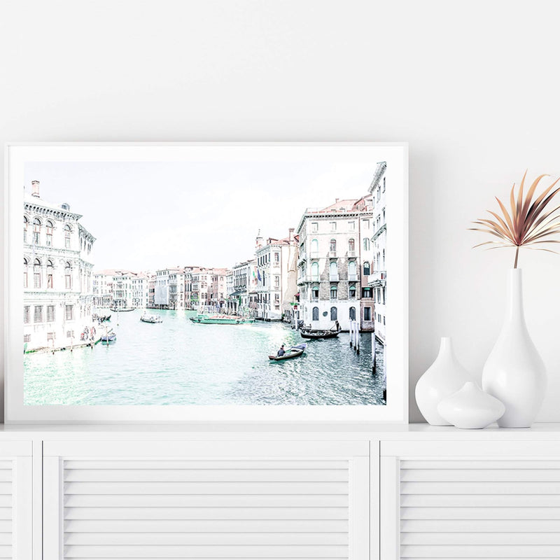 Venice Canals II-The Paper Tree-architecture,boat,building,canal,hamptons,italy,landscape,premium art print,travel,venice,wall art,Wall_Art,Wall_Art_Prints,water
