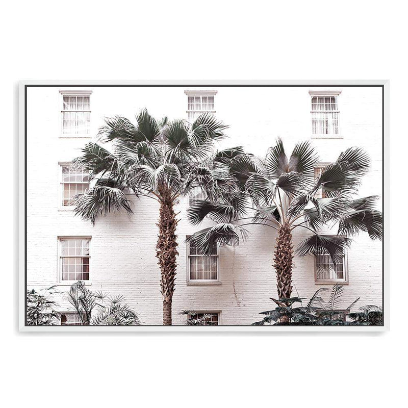 The White Palm Hotel-The Paper Tree-architecture,botanical,coastal,designer,hamptons,hotel,landscape,muted tone,neutral,palm,palm tree,premium art print,resort,wall art,Wall_Art,Wall_Art_Prints,white,white building