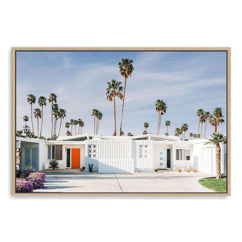 Palm Springs House-The Paper Tree-america,architecture,blue,building,california,home,house,landscape,mid centrury,palm,palm springs,palm tree,premium art print,property,retro,slim aarons,vintage,wall art,Wall_Art,Wall_Art_Prints,white