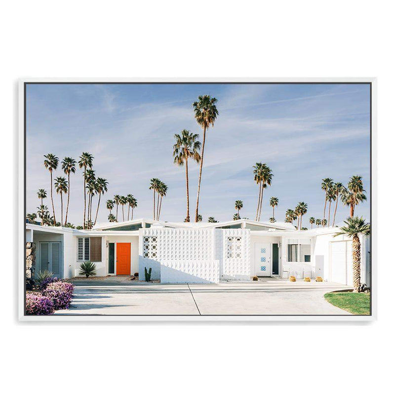 Palm Springs House-The Paper Tree-america,architecture,blue,building,california,home,house,landscape,mid centrury,palm,palm springs,palm tree,premium art print,property,retro,slim aarons,vintage,wall art,Wall_Art,Wall_Art_Prints,white