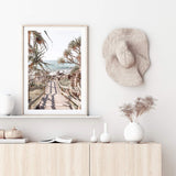 Stairs To The Beach-The Paper Tree-australian beach,beach,beach stairs,boho,coast,coastal,hamptons,musted tone,pandanus,portrait,premium art print,stairs,wall art,Wall_Art,Wall_Art_Prints
