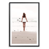 The Girl With The Surf Board-The Paper Tree-beach,boho,coast,coastal,girl,hamptons,neutral,portrait,premium art print,surf,surf board,surfer,wall art,Wall_Art,Wall_Art_Prints,white surf board