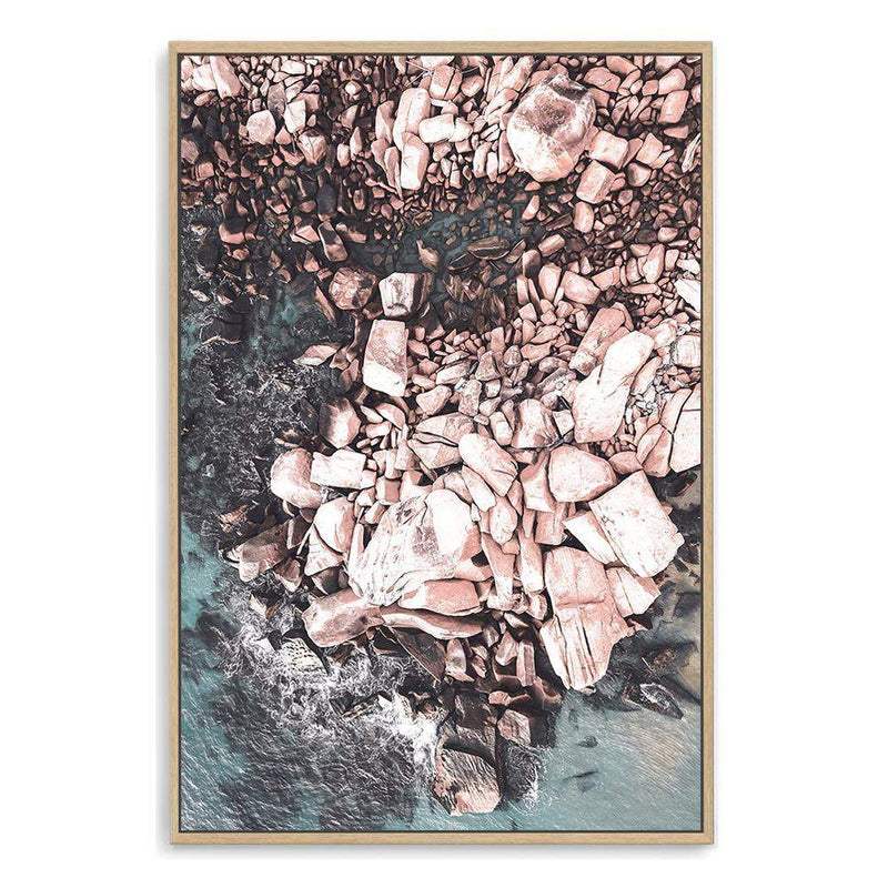 Ocean Rocks III-The Paper Tree-aerial,beach,coast,coastal,hamptons,muted tone,ocean,peach,pink,Portrait,premium art print,rocks,teal,wall art,Wall_Art,Wall_Art_Prints,water