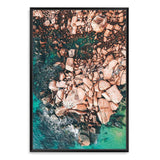 Ocean Rocks IIII-The Paper Tree-aerial,beach,coast,coastal,green,hamptons,ocean,orange,peach,portrait,premium art print,rocks,teal,wall art,Wall_Art,Wall_Art_Prints,water
