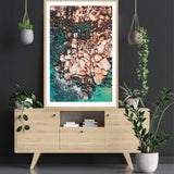 Ocean Rocks IIII-The Paper Tree-aerial,beach,coast,coastal,green,hamptons,ocean,orange,peach,portrait,premium art print,rocks,teal,wall art,Wall_Art,Wall_Art_Prints,water