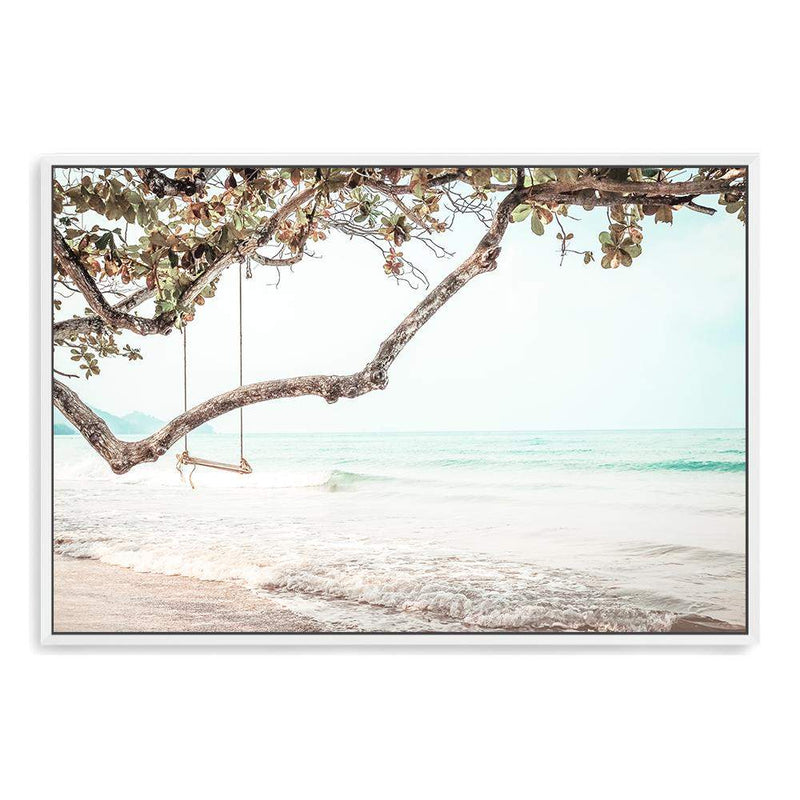 The Beach Side Swing-The Paper Tree-BEACH,boho,botanical,coast,coastal,COASTAL ART,coastline,hamptons,landscape,OCEAN,premium art print,SWING,wall art,Wall_Art,Wall_Art_Prints,WAVES
