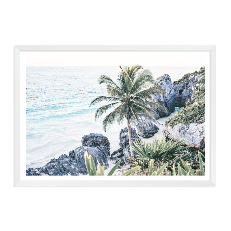 Coastal Paradise-The Paper Tree-BEACH,blue,car,coast,coastline,hamptons,landscape,mayan,mexico,ocean,palm,palm tree,premium art print,wall art,Wall_Art,Wall_Art_Prints,waves