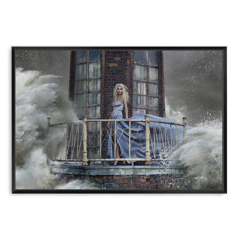 The Lighthouse Beauty-The Paper Tree-architecture,building,fantasy,female,landscape,lighthouse,mythical,ocean,premium art print,storm,wall art,Wall_Art,Wall_Art_Prints,water,woman