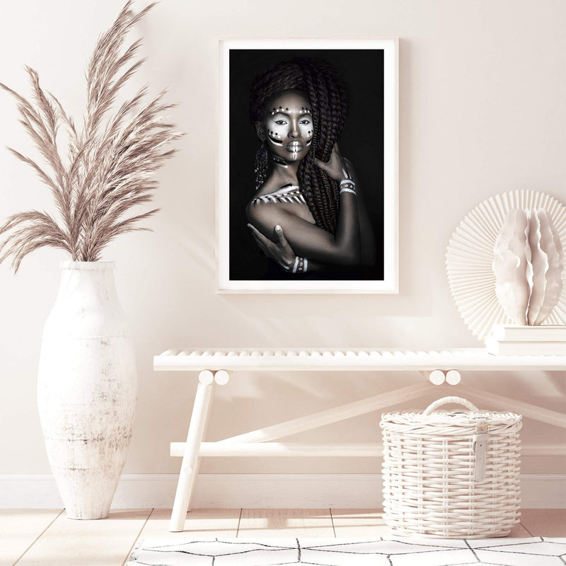 African Tribal Woman-The Paper Tree-african,african queen,BLACK,feature female,female,painted tribal woman,painted woman,portrait,premium art print,TRIBAL,TRIBAL WOMAN,wall art,Wall_Art,Wall_Art_Prints,woman