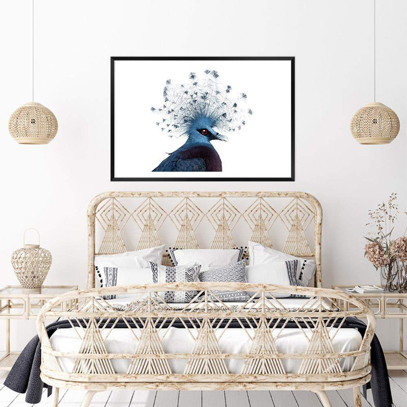 Victoria Crowned Pigeon-The Paper Tree-animal,bird,birds,blue,hamptons,landscape,pigeon,premium art print,victoria crowned pigeon,wall art,Wall_Art,Wall_Art_Prints