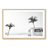 Kombi By The Beach-The Paper Tree-beach,blue,boho,car,coastal,coastal palm,combi,combi van,hamptons,kombi,kombi van,landscape,ocean,palm,palm tree,pastel,premium art print,sea,van,wall art,Wall_Art,Wall_Art_Prints