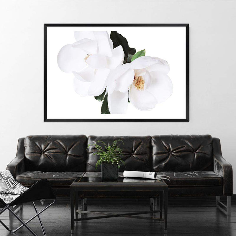 Magnolia Flowers-The Paper Tree-botanical,floral,flower,green,hamptons,landscape,magnolia,magnolia flower,neutral,premium art print,wall art,Wall_Art,Wall_Art_Prints,white,white flower,white magnolia