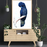 Black Cockatoo-The Paper Tree-animal,australian,australian native,bird,black,black cockatoo,blue,blue cockatoo,cockatoo,hamptons,painted,painted print,perch,portrait,premium art print,wall art,Wall_Art,Wall_Art_Prints